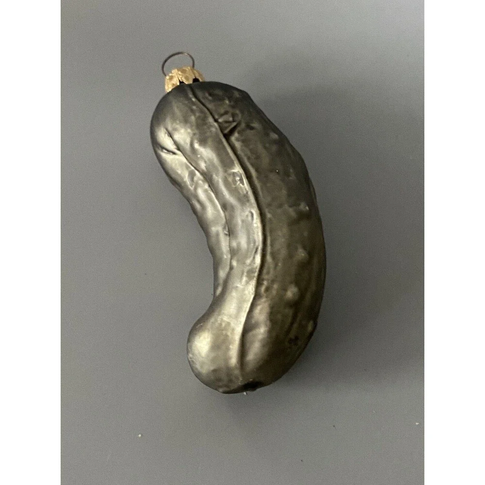 West Germany Glass PICKLE Hanging Christmas Ornament Food Bumpy Holiday Tree